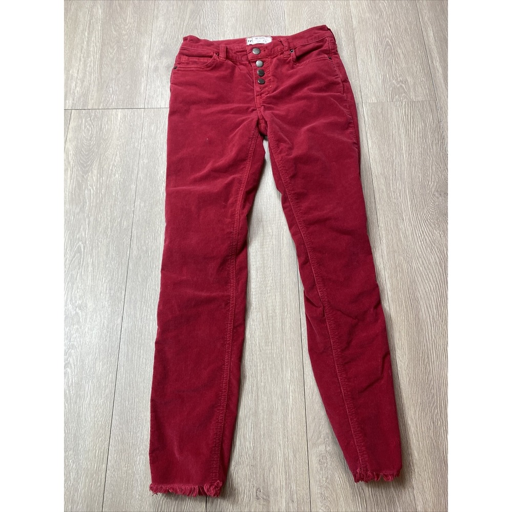 Free People Corduroy Pants Womens 24 Raw Hem Ruby Red Cords Fall Winter